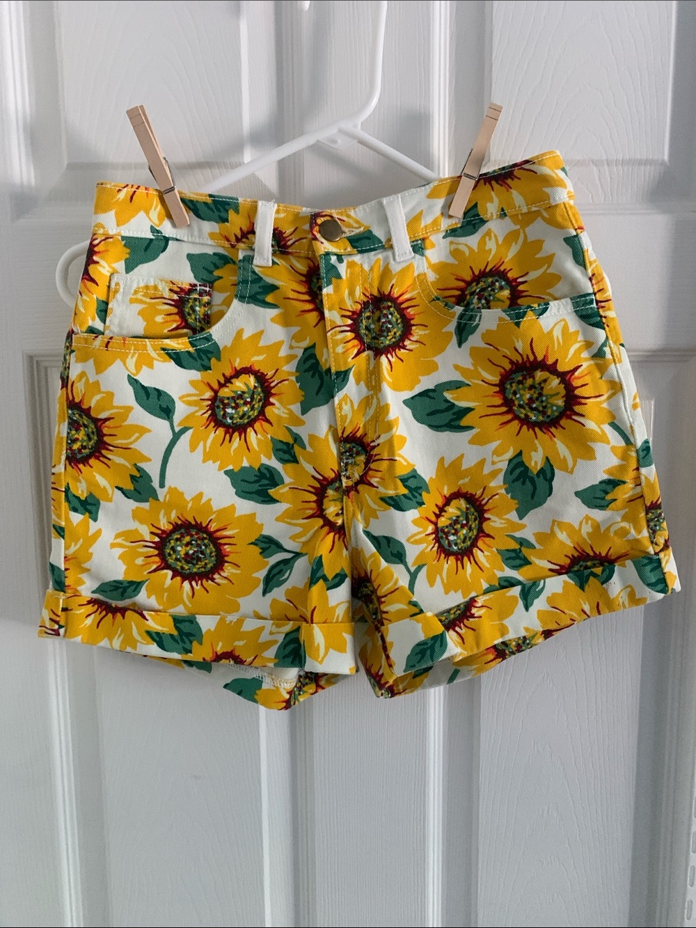 American Apparel high-waisted sunflower shorts.